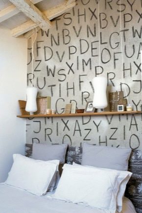  Wallpaper with inscriptions in the interior