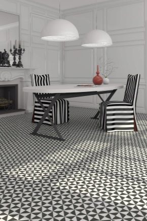  Floor black and white tiles in the interior
