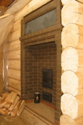  The brick furnace for a bath with a fire chamber from a dressing room
