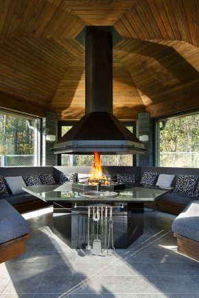  Une variété d'arbres pour donner avec un barbecue et un brasier