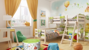  Etagenbett für Kinder aus dem Massiv eines Baumes