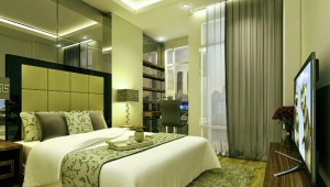  Green wallpaper in the bedroom