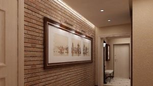  Papier peint dans le couloir avec brique d'imitation