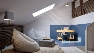 Stylish attic interior design in a private house