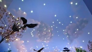  Plafonds tendus avec effet 3D: solutions inhabituelles à l'intérieur