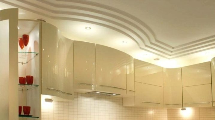 Drywall ceiling design in the kitchen