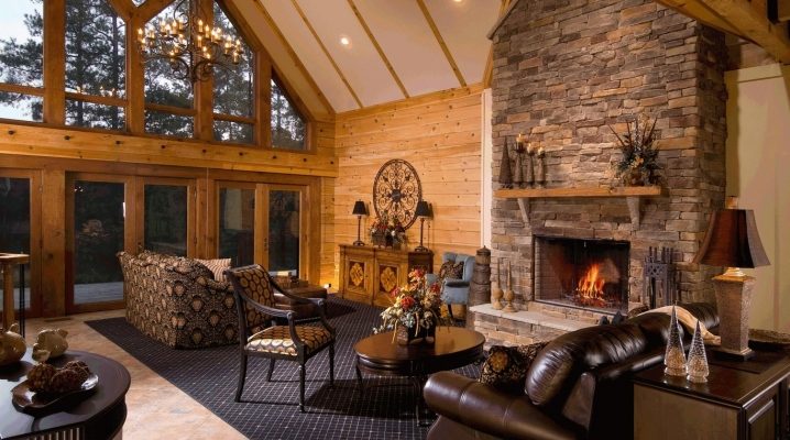  Salon avec cheminée dans la maison