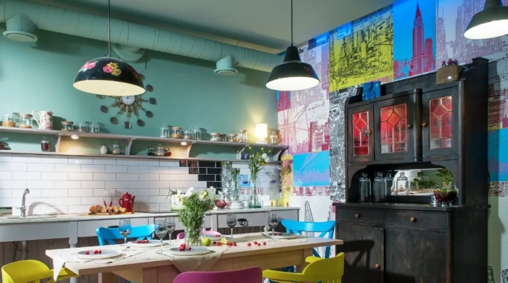  Zone de cuisine-salon design de 14 mètres carrés. m