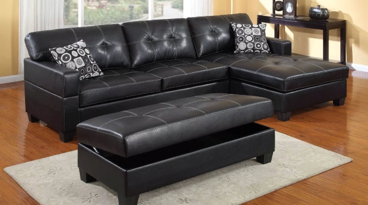  Schwarzes Ledersofa