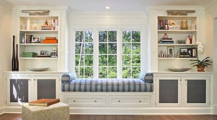 Cabinets around the window