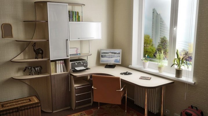  Corner Computer Desk mit einem Rack: Funktionen der Wahl