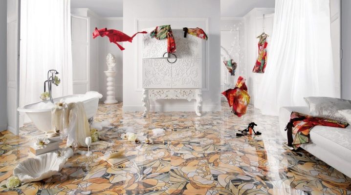  Bodenfliesen mit einem Muster in der Innenarchitektur